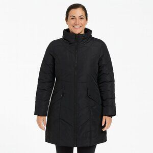 CLEO Black Down Puffer Jacket Women’s Medium Long Winter Coat Outdoor Warmth